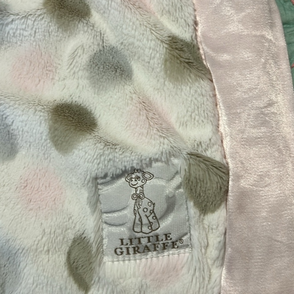 Little Giraffe Pink and Gray Plush Blanket